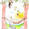 watercolour greeting card for retirement featuring australian flora and fauna